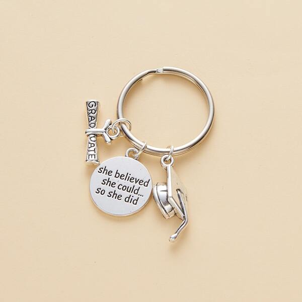 

Slogan Engraved Keychain, Silver
