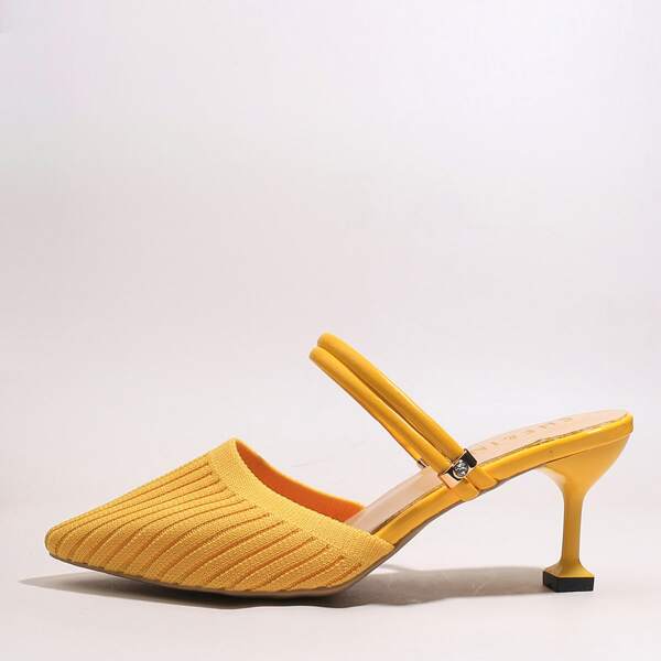 

Point Toe Knit Two Way Wear Pumps, Yellow