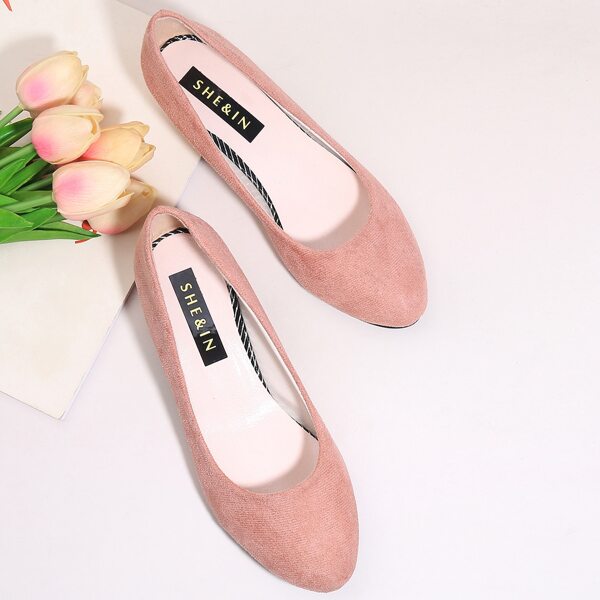

Point Toe Block Court Heels, Baby pink