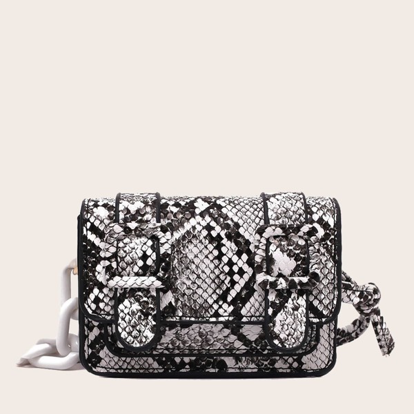 

Girls Snakeskin Print Crossbody Bag, Black