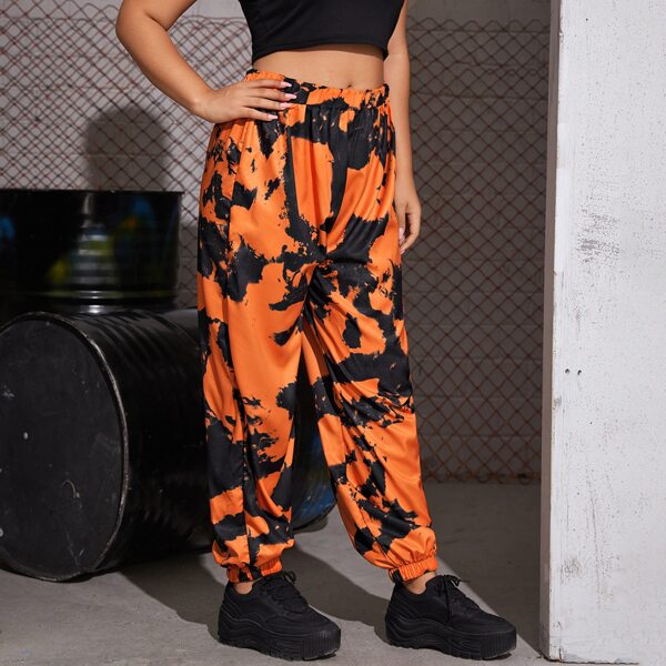 

Plus Tie Dye Elastic Waist Joggers, Multicolor