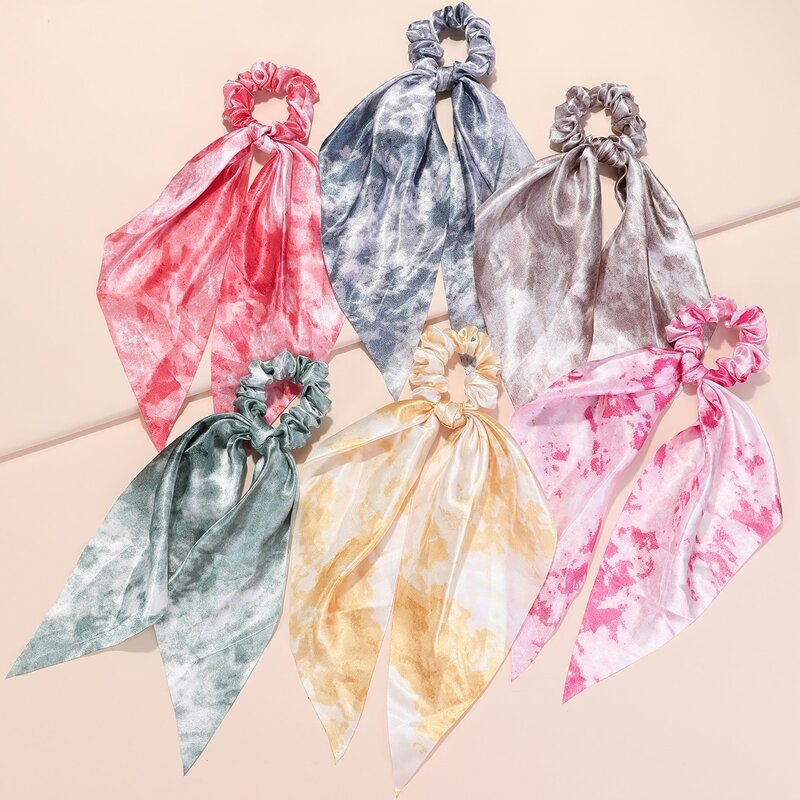 

6pcs Tie Dye Pattern Scrunchie Scarf, Multicolor