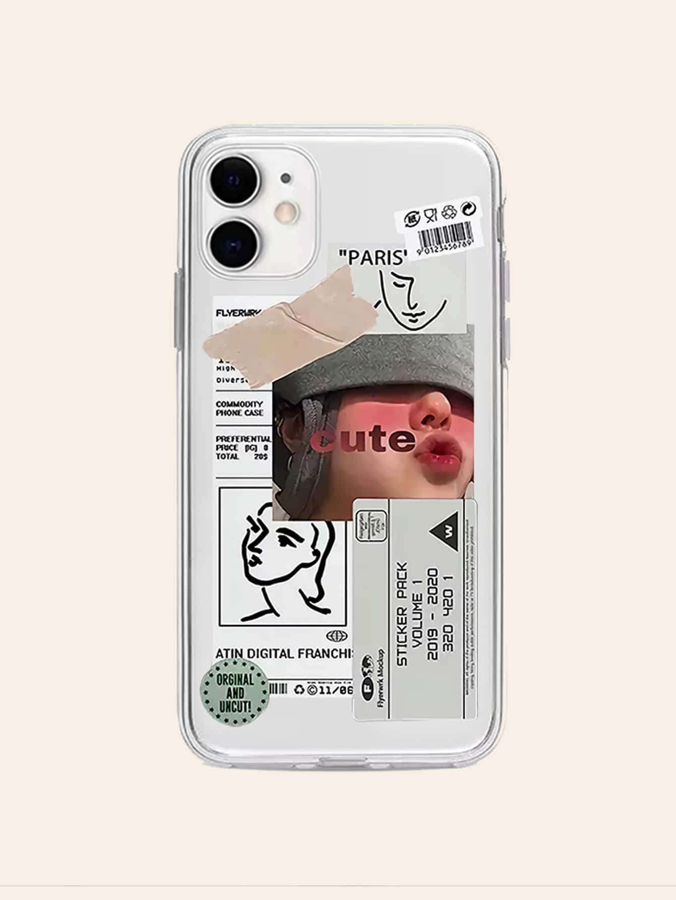 1入組混合圖案iPhone手機殼 - 無色 - 查看 1