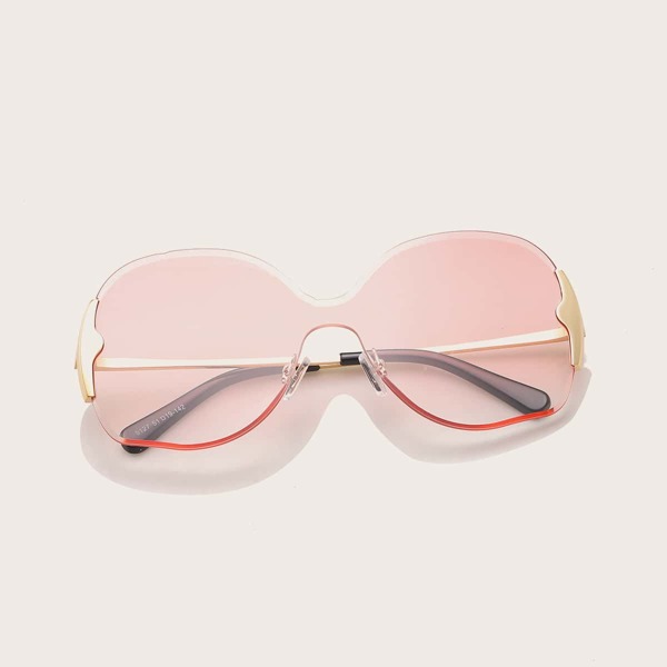 

Flat Top Shield Sunglasses, Pink