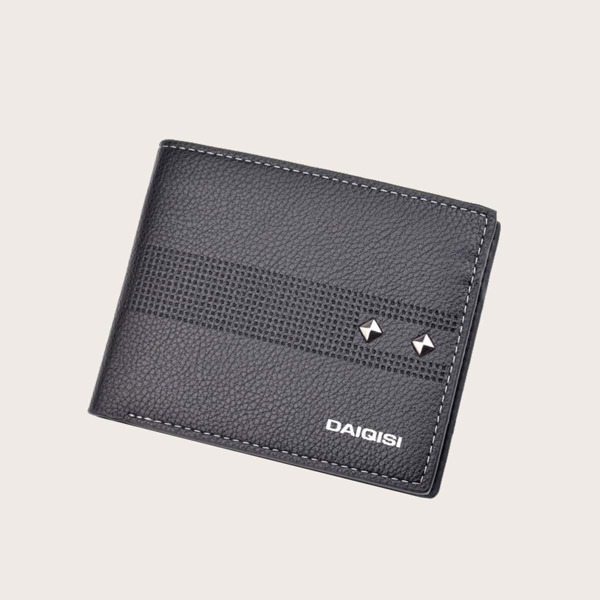 

Men Rivet Decor Purse With Card Slot, Black