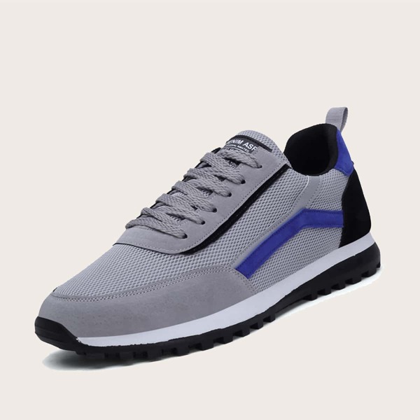 

Men Lace-up Front Mesh Panel Sneakers, Grey