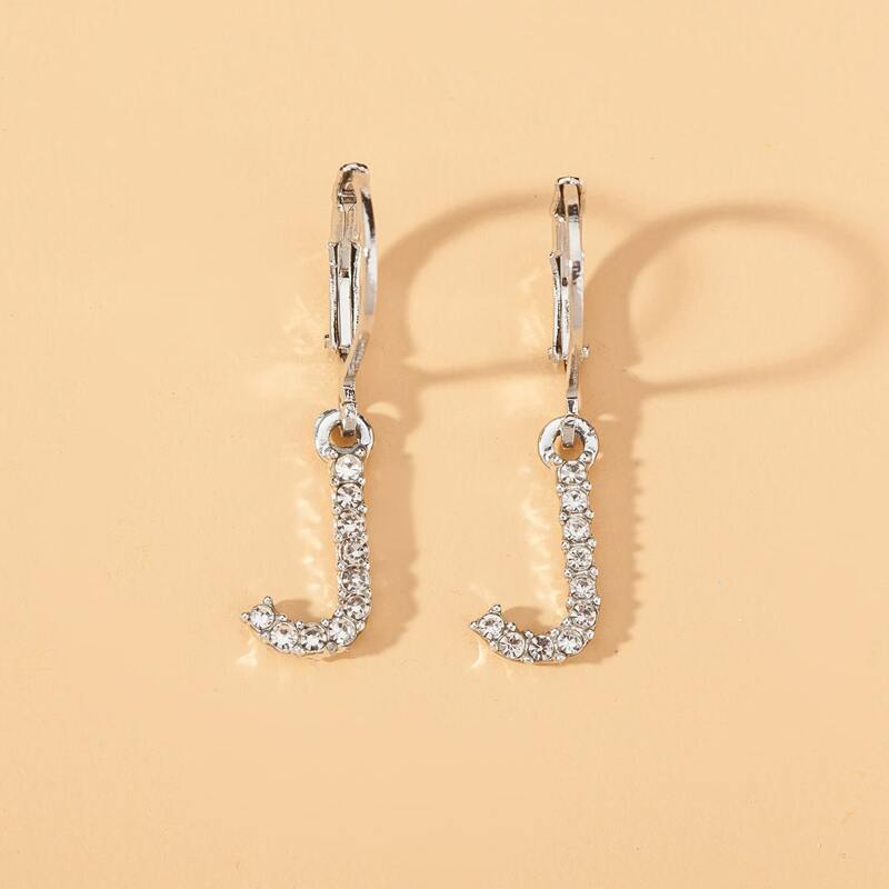 

Rhinestone Letter Drop Earrings, Silver