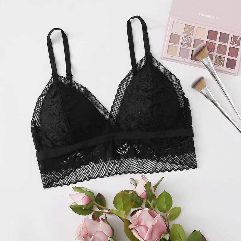 

Floral Lace Bralette, Black