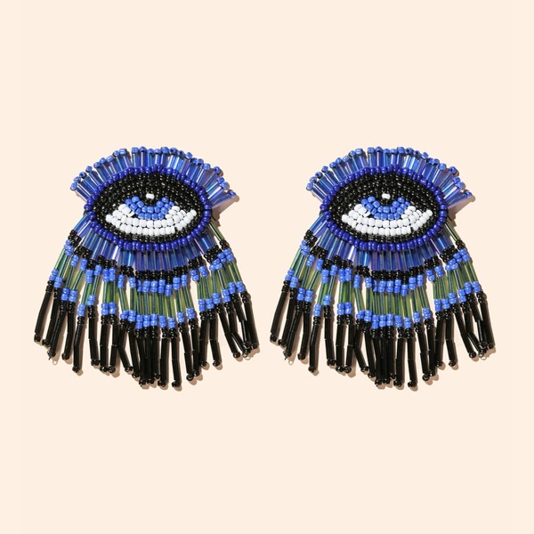 

Eye Shaped Tassel Decor Earrings, Blue