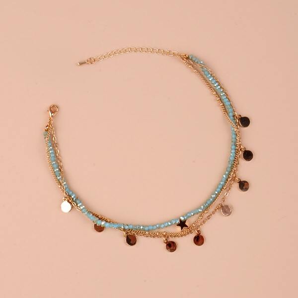 

Многослойный ножной браслет, Золотистый