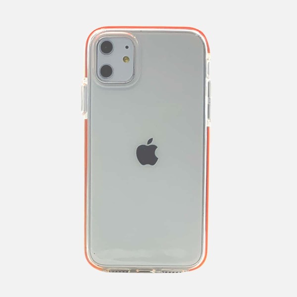 

1pc Contrast Frame iPhone Case, Orange clear
