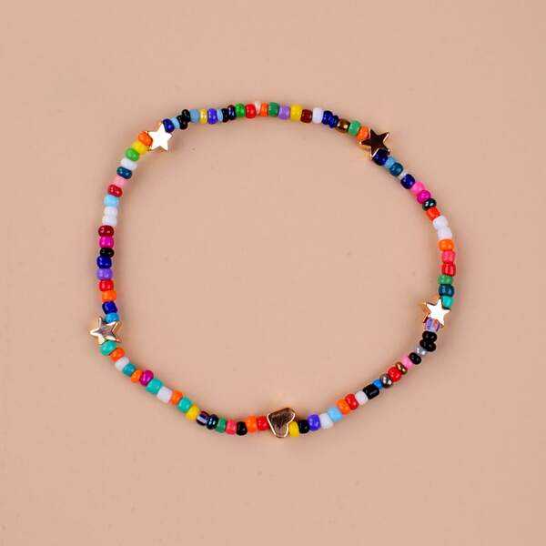 

Colorful Beaded Anklet, Multicolor