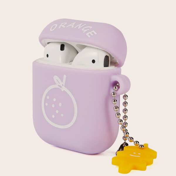 

1pc Cartoon Graphic AirPods Case, Purple