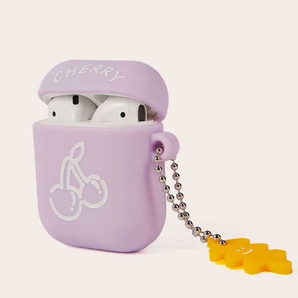 

1pc Cartoon Graphic AirPods Case, Purple