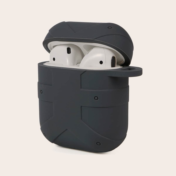 

1pc Solid AirPods Case, Grey
