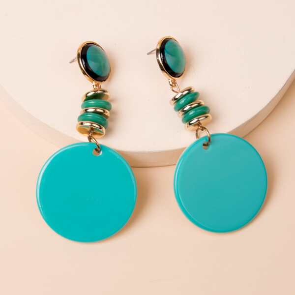 

Round Drop Earrings, Blue