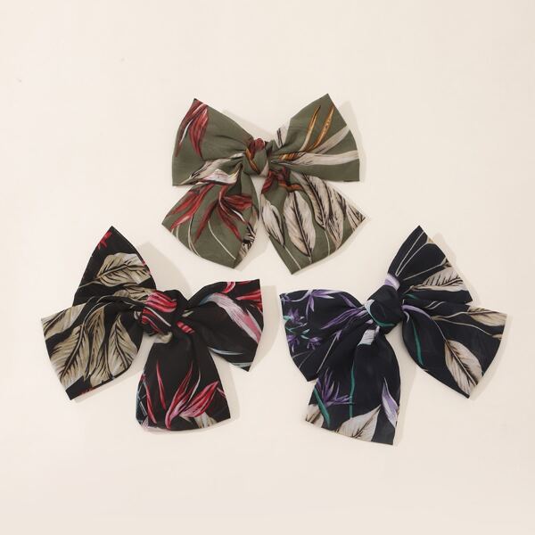 

3pcs Bow Knot Decor Hair Clip, Multicolor