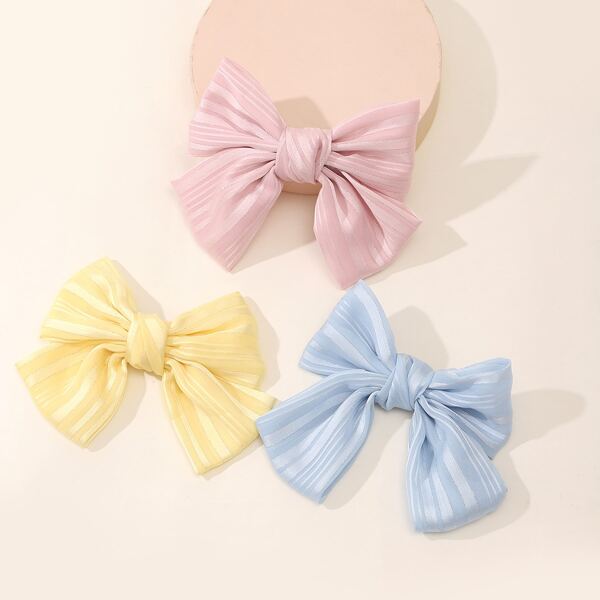 

3pcs Bow Knot Decor Hair Clip, Multicolor