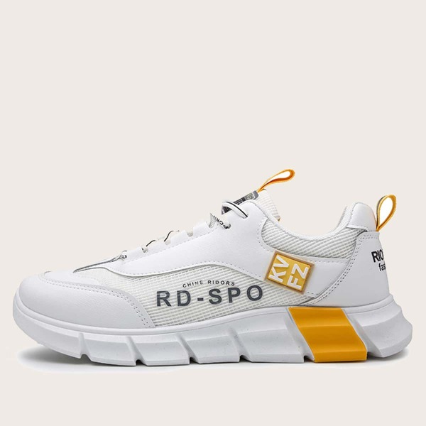 

Men Lace-up Front Letter Graphic Sneakers, White