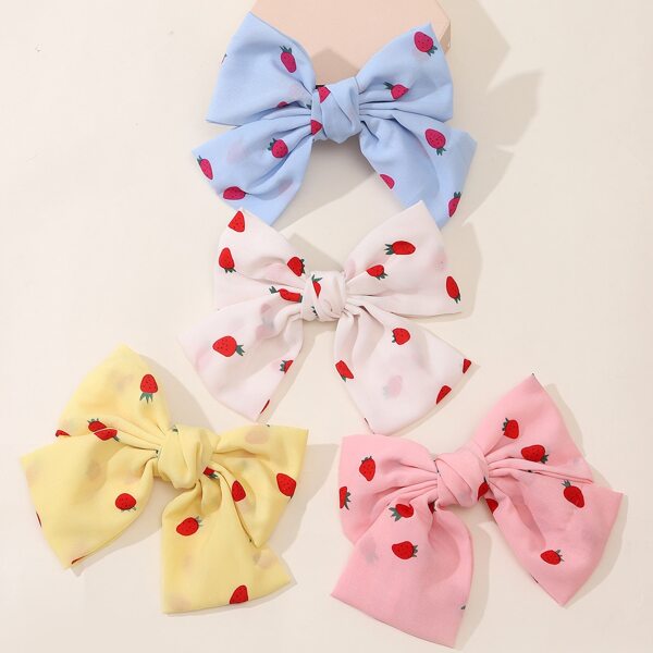 

4pcs Fruit Pattern Bow Knot Decor Hair Clip, Multicolor
