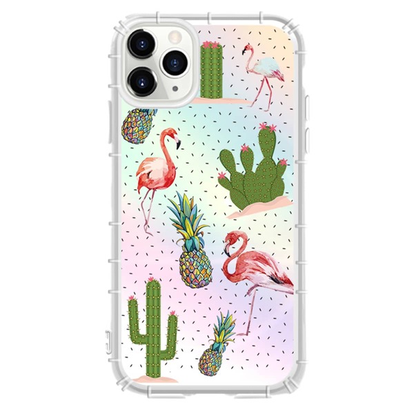 

1PC Flamingo & Plant Print iPhone Case, Multicolor