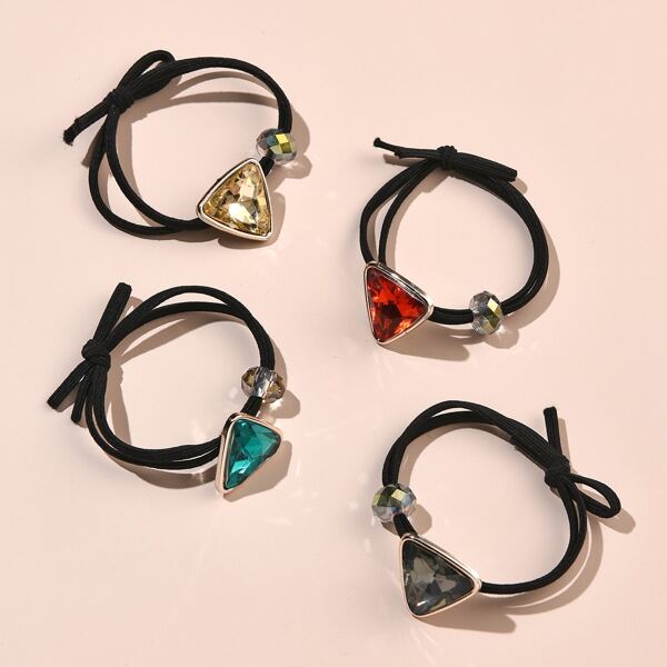 

4pcs Geo Decor Hair Tie, Multicolor