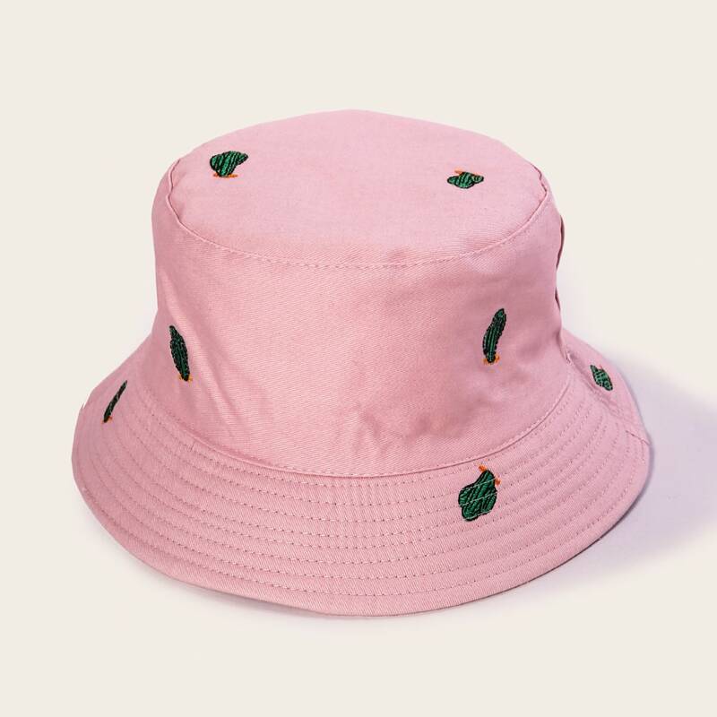 

Cactus Embroidery Bucket Hat, Pink