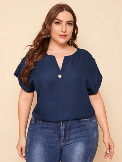 SHEIN Clasi 大碼西裝領捲邊邊袖上衣