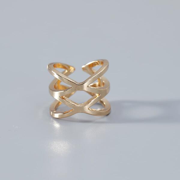 

Hollow Out Metallic Cuff Ring, Gold