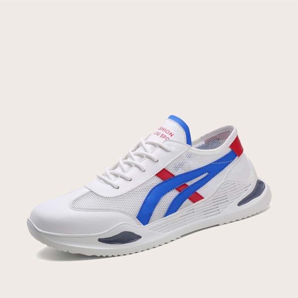 

Men Lace-up Front Colorblock Sneakers, White