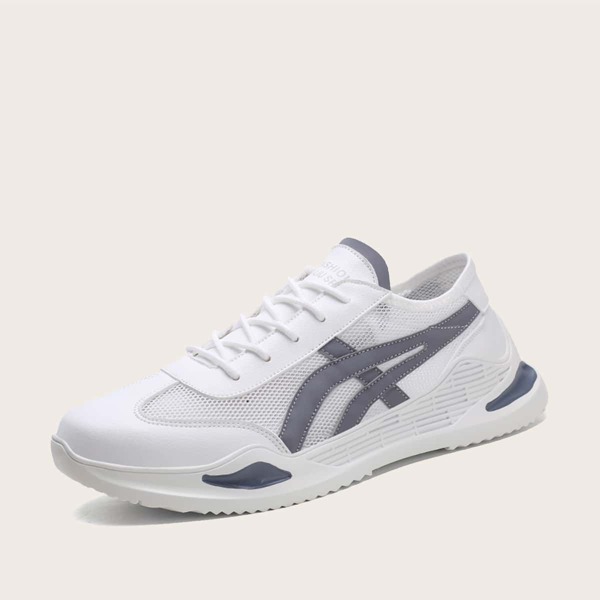 

Men Lace-up Front Colorblock Sneakers, White