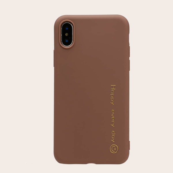 

1pc Letter Graphic iPhone Case, Coffee brown