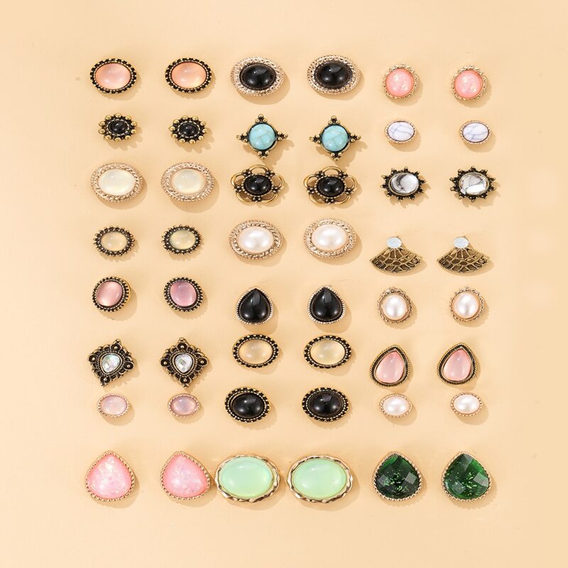 

24pairs Faux Pearl Decor Stud Earrings, Multicolor