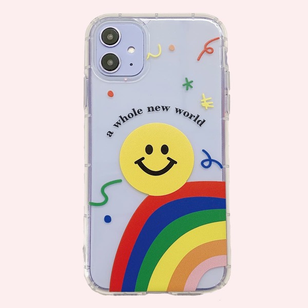 

1pc Rainbow Pattern iPhone Case, Multicolor