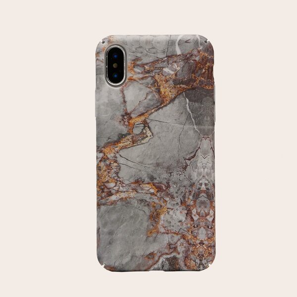 

1pc Marble Pattern iPhone Case, Multicolor