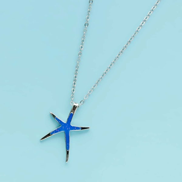 

Ожерелье с декором морской звездой для девочек, Ярко-синий
