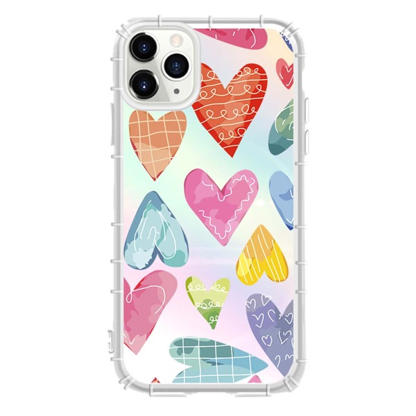 

1pc Colorblock Heart Print iPhone Case, Multicolor