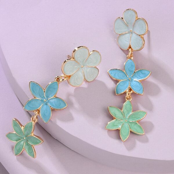 

Colorful Flower Drop Earrings, Blue