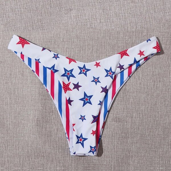 

Star & Striped High Cut Bikini Panty, White