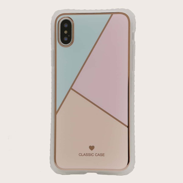 

1pc Colorblock iPhone Case, Multicolor