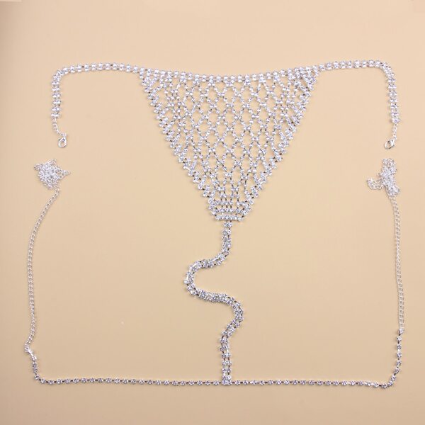 

Rhinestone Decor Hollow Out Body Chain, Silver