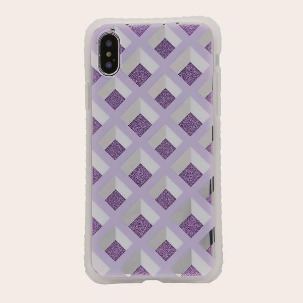 

1pc Diamond Pattern iPhone Case, Multicolor