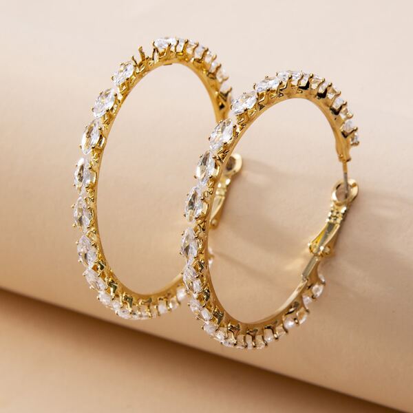 

Rhinestone Engraved Hoop Earrings, Multicolor