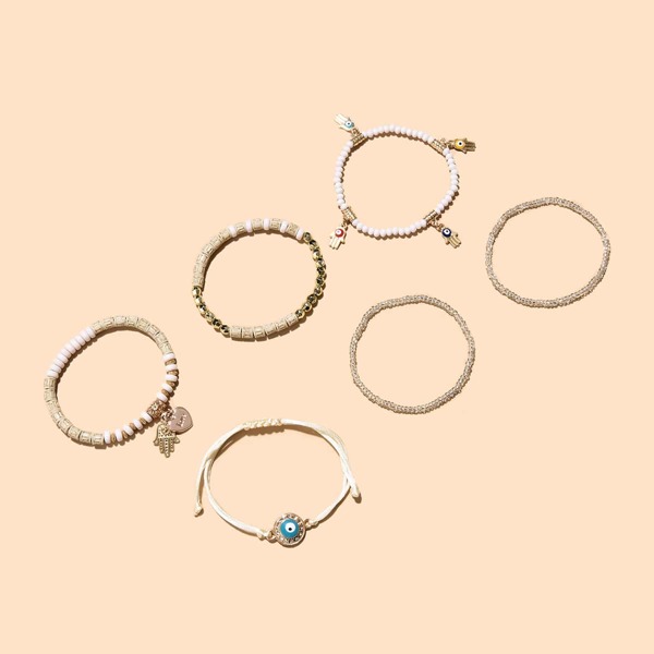 

6pcs Eye Decor Bracelet, Multicolor