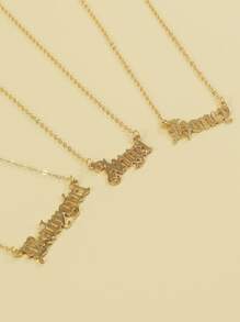 3pcs Letter Charm Necklace - Yellow Gold - View 1