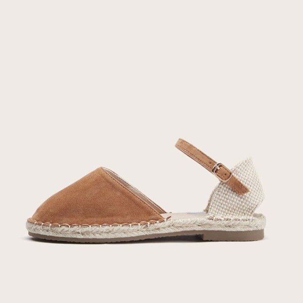 

Ankle Strap Suede Espadrille Flats, Brown