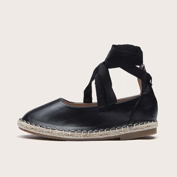 

Minimalist Tie Leg Espadrille Flats, Black