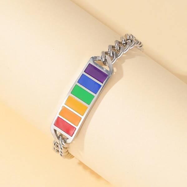 

Rainbow Decor Chain Bracelet, Multicolor