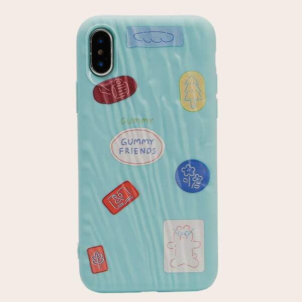 

1pc Mix Pattern iPhone Case, Blue