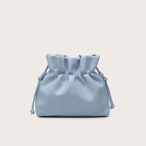 

Minimalist Drawstring Bucket Bag, Blue